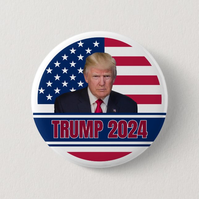 Chapa Redonda De 5 Cm Bandera estadounidense de Trump 2024 (Anverso)