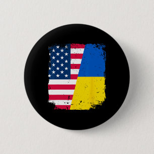 Chapa Redonda De 5 Cm Bandera estadounidense de Ucrania Amistad País Vin