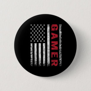 Chapa Redonda De 5 Cm Bandera estadounidense divertida gamer regalo Vide