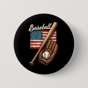 Chapa Redonda De 5 Cm Bandera Estadounidense Jugador De Béisbol Fan Catc