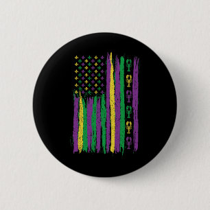 Chapa Redonda De 5 Cm Bandera Estadounidense Mardi Gras Costu