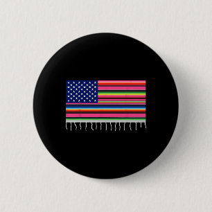 Chapa Redonda De 5 Cm Bandera estadounidense mexicana Serape Cinco De Ma