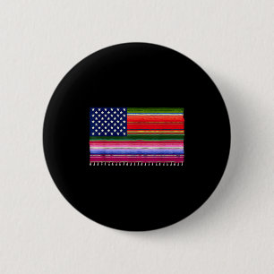 Chapa Redonda De 5 Cm bandera estadounidense mexicana serape cinco de ma