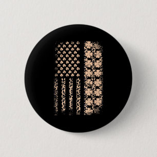 Chapa Redonda De 5 Cm Bandera estadounidense patriótica leopardo trébol 