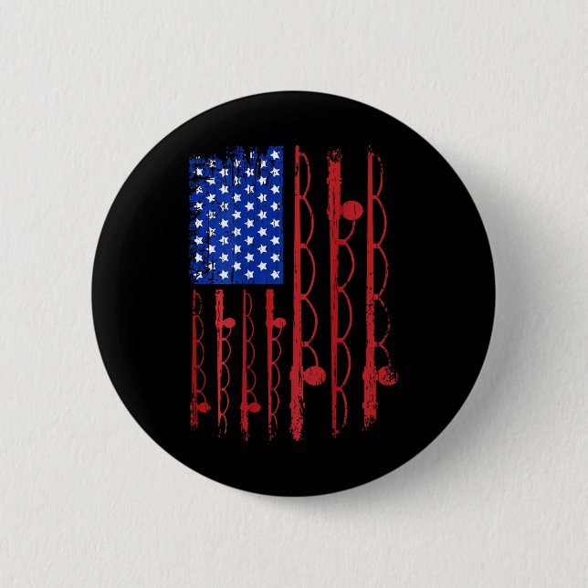 Chapa Redonda De 5 Cm Bandera Estadounidense Regalos De Pesca Patriótica (Anverso)