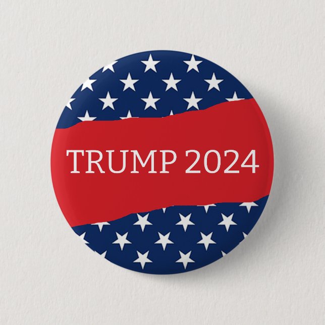 Chapa Redonda De 5 Cm Bandera estadounidense Rojo y Blanco Trump 2024 (Anverso)