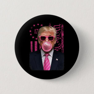 Chapa Redonda De 5 Cm Bandera estadounidense rosa de Trump con burbuja