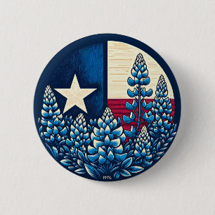 Chapa Redonda De 5 Cm Bandera Estatal de Bluebonnets de Texas Orgullo