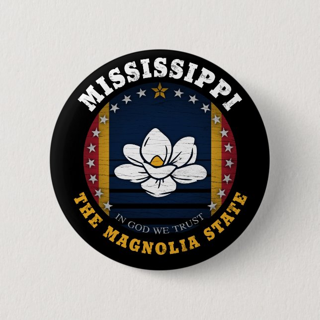 CHAPA REDONDA DE 5 CM BANDERA ESTATAL DE MISSISSIPPI MAGNOLIA (Anverso)