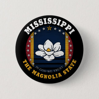 CHAPA REDONDA DE 5 CM BANDERA ESTATAL DE MISSISSIPPI MAGNOLIA
