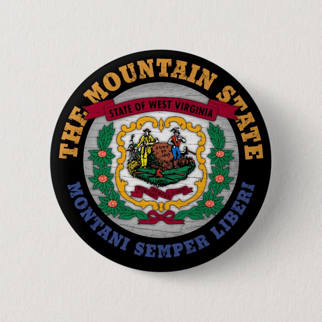 CHAPA REDONDA DE 5 CM BANDERA ESTATAL DE MONTAÑA DE VIRGINIA OCCIDENTAL (Anverso)