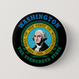 CHAPA REDONDA DE 5 CM BANDERA ESTATAL DE WASHINGTON EVERGREEN