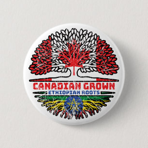 Chapa Redonda De 5 Cm Bandera etíope de raíces de árbol canadiense canad