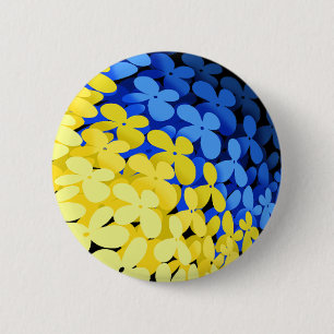 Chapa Redonda De 5 Cm Bandera floral de Ucrania