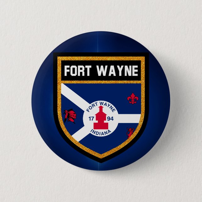 Chapa Redonda De 5 Cm Bandera Fort Wayne (Anverso)