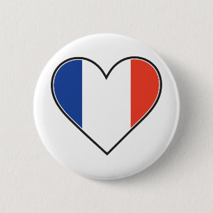 Chapa Redonda De 5 Cm Bandera francesa del corazón