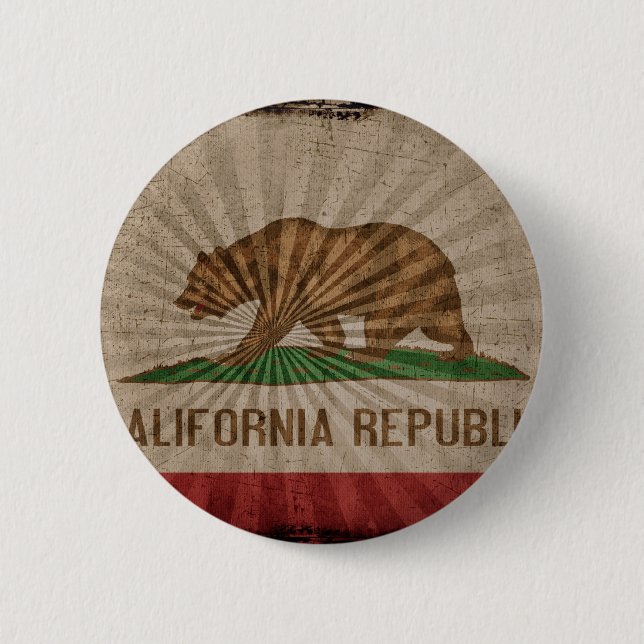 Chapa Redonda De 5 Cm Bandera fresca de California del Grunge (Anverso)