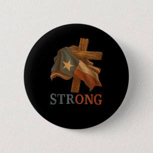 Chapa Redonda De 5 Cm Bandera fuerte de Texas Cruz Cristiana Orgullo de 
