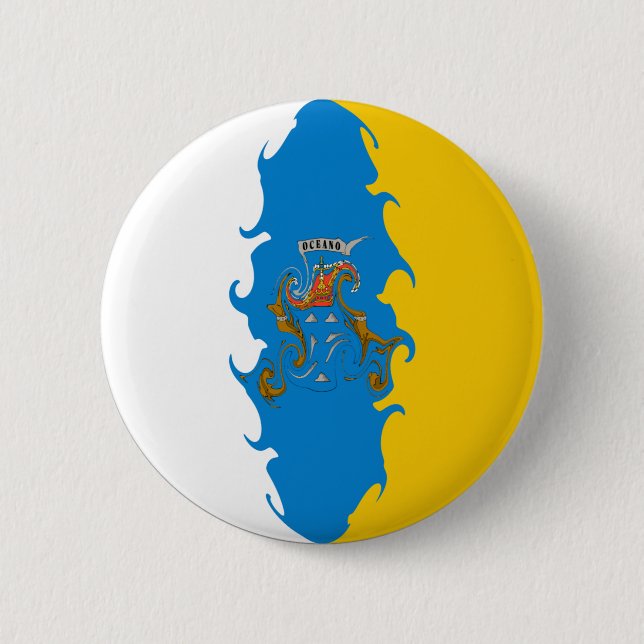 Chapa Redonda De 5 Cm Bandera Gnarly de las islas Canarias (Anverso)