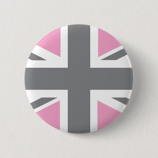Chapa Redonda De 5 Cm Bandera gris rosada de Union Jack Británicos
