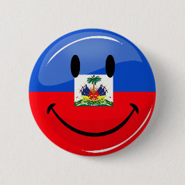 Chapa Redonda De 5 Cm Bandera haitiana sonriente redonda brillante