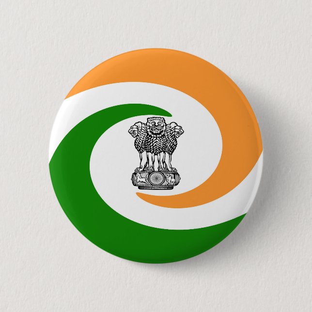 Chapa Redonda De 5 Cm Bandera india (Anverso)