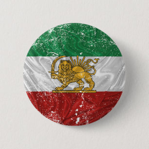 Chapa Redonda De 5 Cm Bandera iraní ondea con león