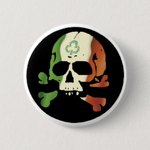 Chapa Redonda De 5 Cm bandera irlandesa calavera