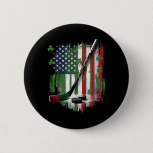Chapa Redonda De 5 Cm Bandera irlandesa de EE. UU. Leprechaun Hockey afo