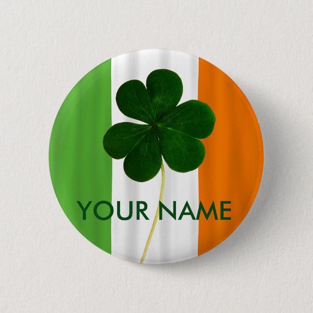 Chapa Redonda De 5 Cm Bandera Irlandesa Shamrock Clover Volunteer (Anverso)