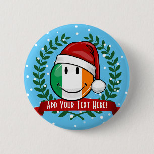 Chapa Redonda De 5 Cm Bandera irlandesa sonriente estilo navidad
