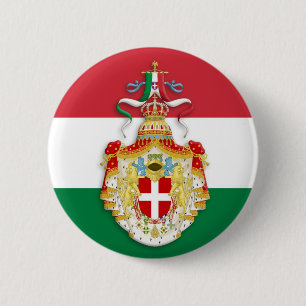 Chapa Redonda De 5 Cm Bandera italiana con insignia del Reino de Italia