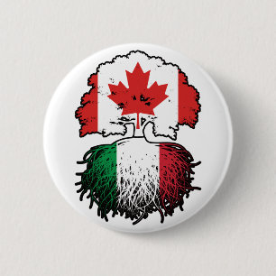 Chapa Redonda De 5 Cm Bandera italiana de raíces de árboles canadienses 