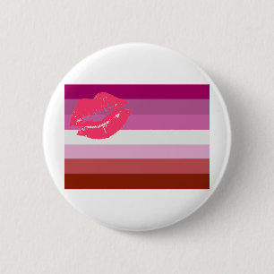 Chapa Redonda De 5 Cm Bandera lesbiana del orgullo del lápiz labial