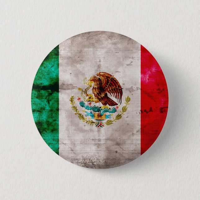 Chapa Redonda De 5 Cm Bandera mexicana resistida (Anverso)
