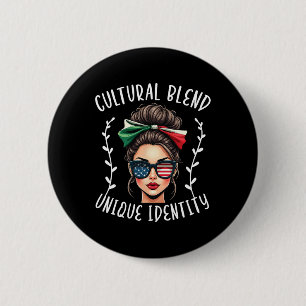 Chapa Redonda De 5 Cm Bandera mitad mexicana mitad americana de EE. UU.