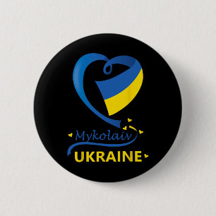 Chapa Redonda De 5 Cm Bandera nacional de Mykolaiv Ucrania Emblema del c