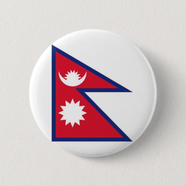 Chapa Redonda De 5 Cm Bandera nacional de Nepal (Anverso)