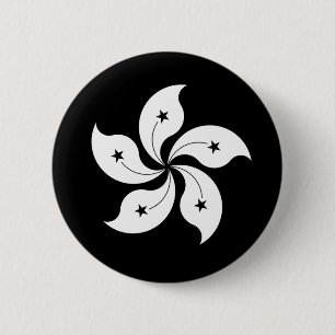 Chapa Redonda De 5 Cm Bandera negra de Bauhinia