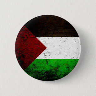 Chapa Redonda De 5 Cm Bandera negra de Palestina del Grunge