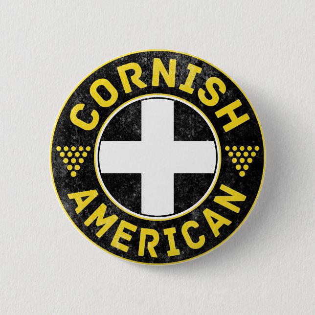 Chapa Redonda De 5 Cm Bandera norteamericana de Cornish (Anverso)