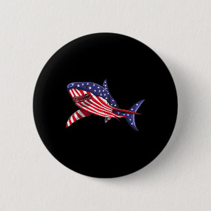 Chapa Redonda De 5 Cm Bandera Norteamericana De Tiburón Jawsome 4 Of Jul