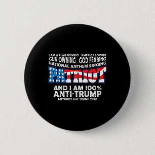 Chapa Redonda De 5 Cm Bandera ondeando Blanco Rojo Y Azul Contra Trump