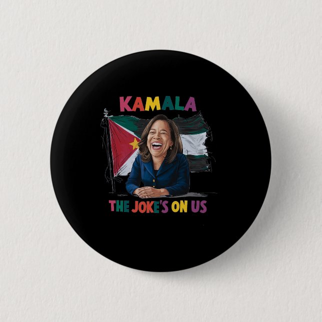 Chapa Redonda De 5 Cm Bandera Palestina Anti Kamala Harris (Anverso)
