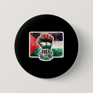 Chapa Redonda De 5 Cm Bandera Palestina Libre Y Pegatina De Acuarela De