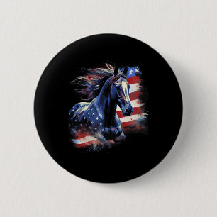 Chapa Redonda De 5 Cm Bandera Patriótica Americana Caballo de Caballo de