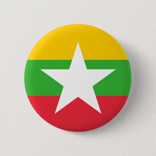 Chapa Redonda De 5 Cm Bandera patriótica de Myanmar (Anverso)