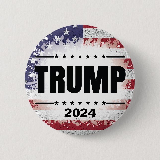 Chapa Redonda De 5 Cm Bandera patriótica estadounidense Trump 2024 (Anverso)