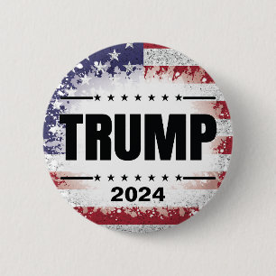 Chapa Redonda De 5 Cm Bandera patriótica estadounidense Trump 2024