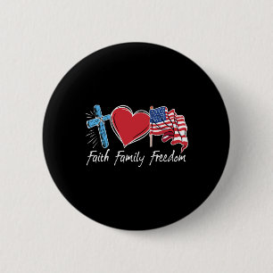 Chapa Redonda De 5 Cm Bandera Patriótica Retro Fe Familia Libertad Usa 4